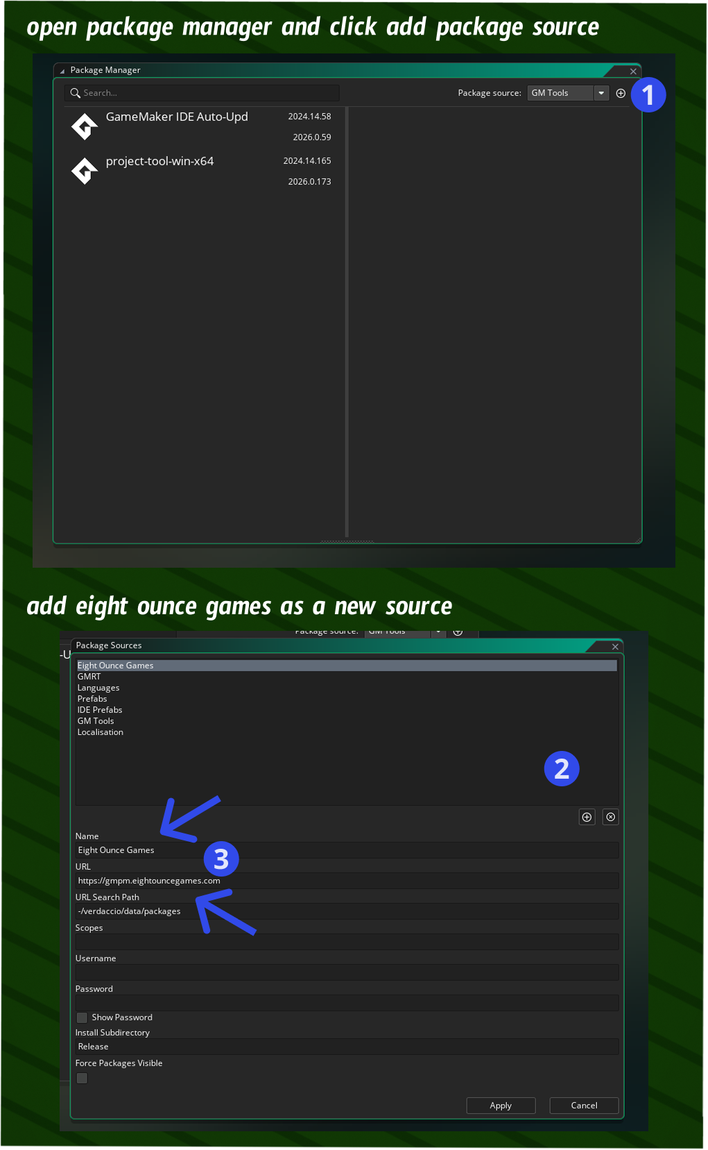Add Eight Ounce Games to your GameMaker Package Manager to download the plugin.